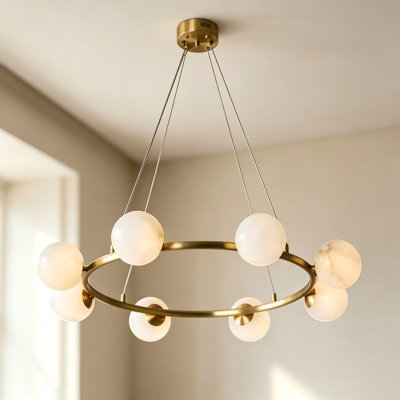8 light Alabaster Globe Chandelier