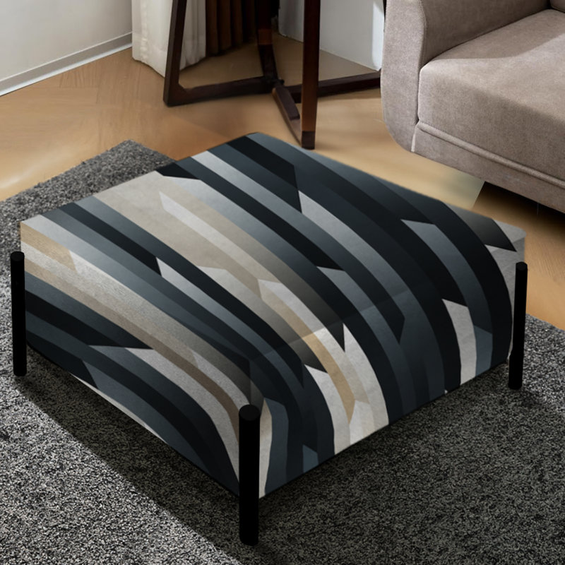 Nordic Contrast Ii - Striped Large Square Ottoman