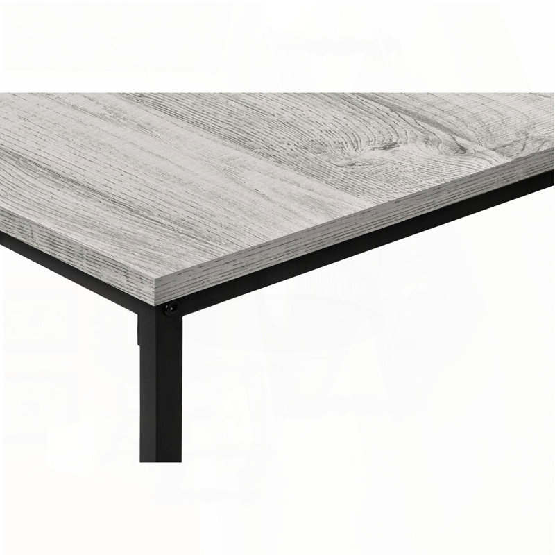 Ensemble de tables basses 3 pièces avec stratifié gris et structure en métal noir, Gris, Bois