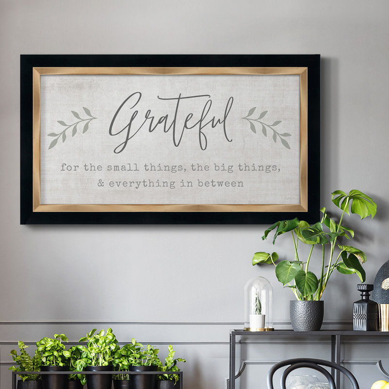 Art textuel sur toile, "Grateful For Everything", H 29 po x l 53 po x P 1 po