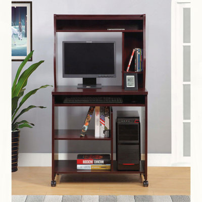 Mobile Utility Cart with Hutch, Spice Rack, and Locking Casters