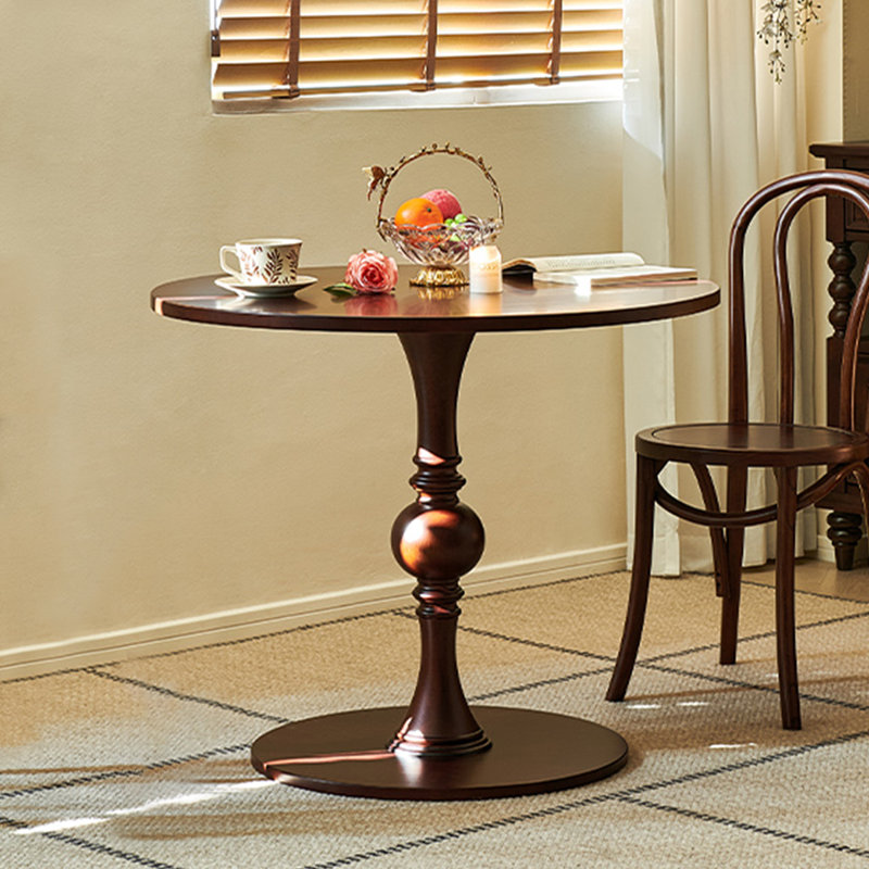 Table de salle à manger ronde en bois massif brun noisette, H 29,53 po x L 39,37 po x l 39,37 po