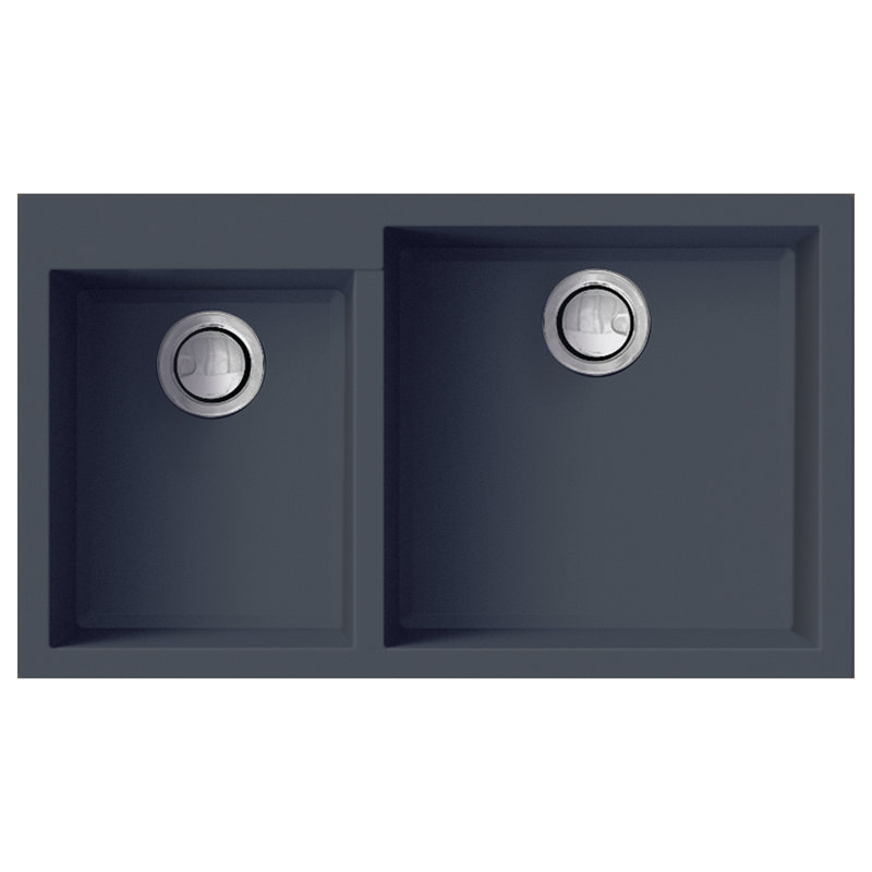 32.83'' L Double Bowl Granite Kitchen Sink, Gray