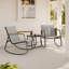 Ensemble de patio à bascule 3 pièces avec accoudoirs en bois massif et table basse-1563453227