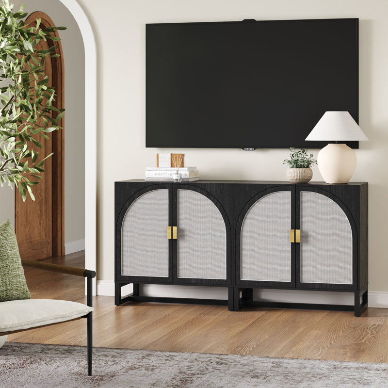 Wood Storage Cabinet Or TV Stand, Black Oak