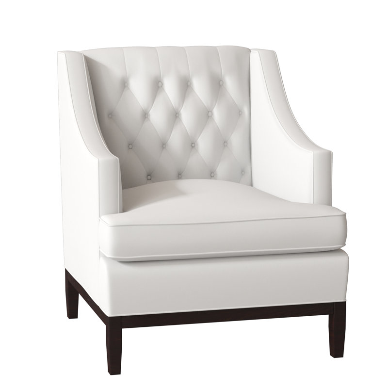 Carmel Tufted Armchair, Gray, Black Walnut