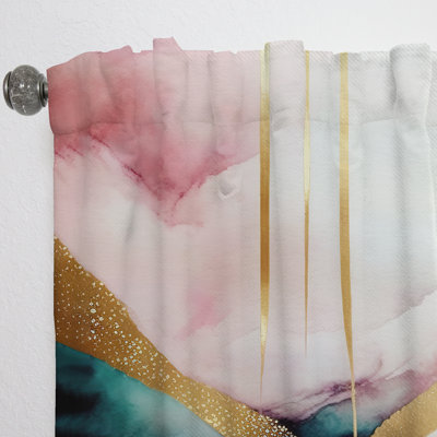 Sanya - Abstract Geode Geometric Pink And Green II - Modern Curtain - Velvet Room Darkening - 1 panel
