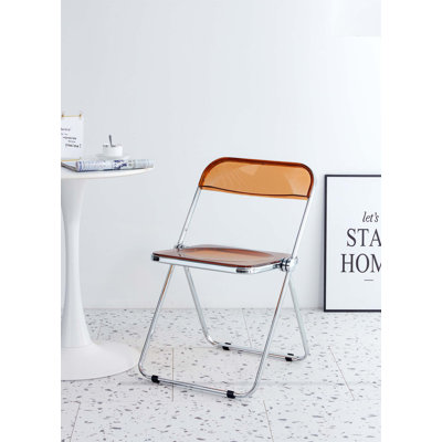 Chaise de salon pliante transparente transparente en plastique jaune