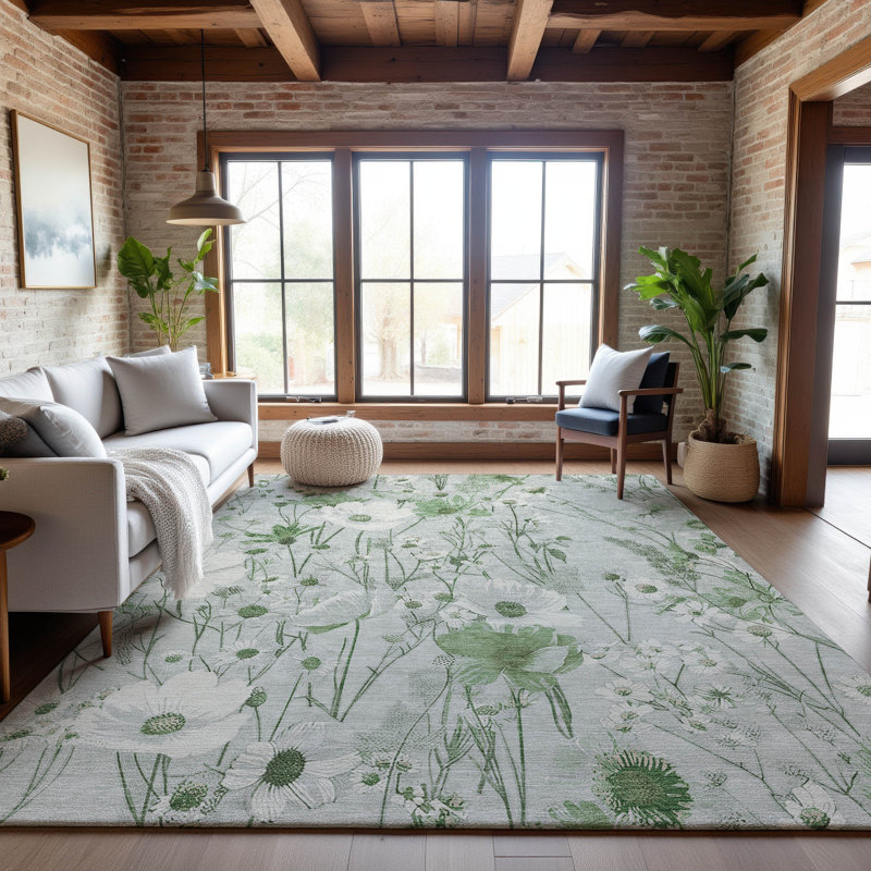 Tapis floral Premium Elize AMF1500 lavable à la machine, Rectangle 10 pi x 14 pi