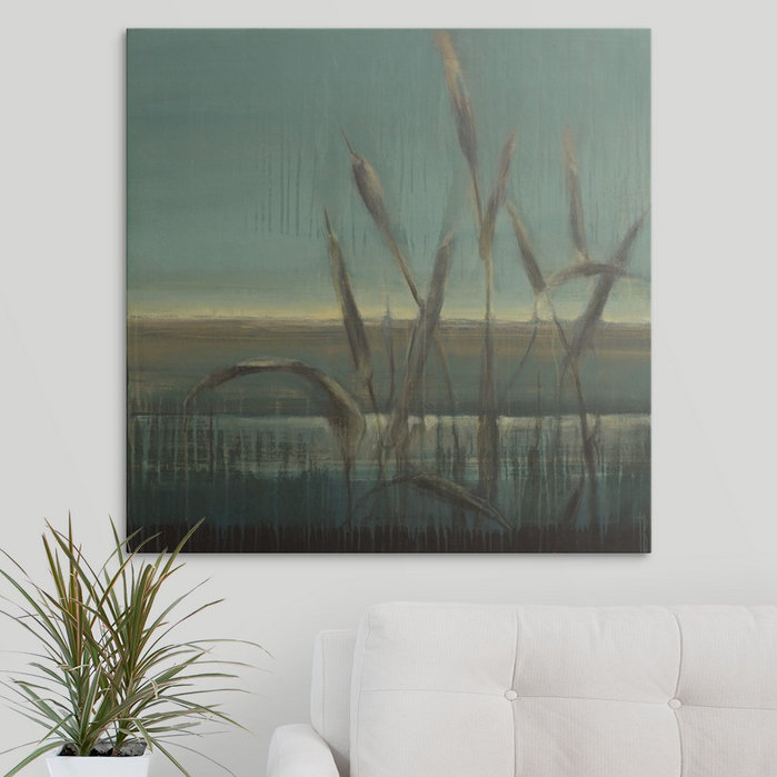 «Burdon Cattails» par Terri Burris, reproduction d'art, H 35 po x l 35 po x P 1,5 po, Toile