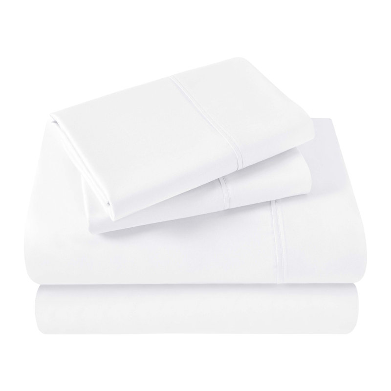 Superior 400 Thread Count Premium Combed Egyptian Cotton Sateen Sheet Set, Twin Sheet Set with 1 Pillowcase, White