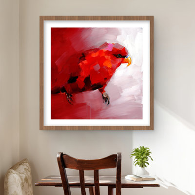 Abstract Red Parrot - Framed Matted Print for Home Decor