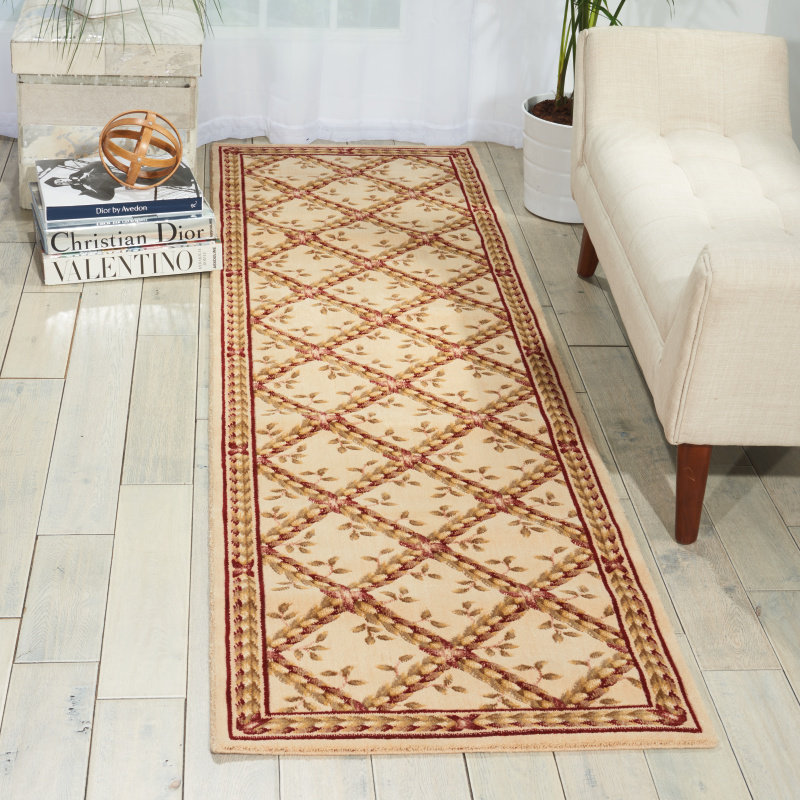 Tapis beige en laine Fairchild, Tapis de couloir 2 pi 3 po x 8 pi