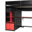 Lit mezzanine double avec bureau, armoire de rangement, bois massif MDF, style moderne-820971933
