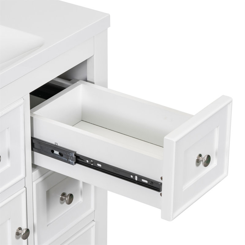Meuble-lavabo sur pied simple 36 po avec comptoir en céramique Kiden, Blanc
