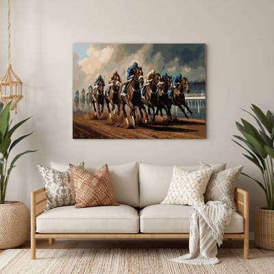 Sports Horse Racing Gray Metal Wall Art