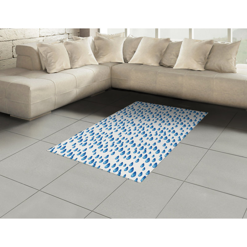 Tapis décoratif bleu à haute densité de fibres longues en polyester, Rectangle— 4 pi x 5 pi 8 po