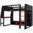 Wood Gaming Loft Bed Featuring Desk, Shelves, LED, And Hanging Rack-157855394