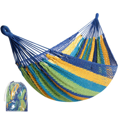Handwoven Mayan Hammock, 2-Person, 1-Pack, (Blue)