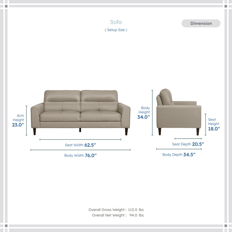 Ensemble de salon en cuir fleur 2 pièces Upton, Cuir beige assorti