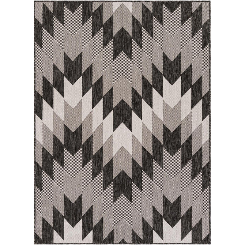 Tapis noir Aucun Nykeia, Rectangle 5 pi 1 po x 7 pi 1 po