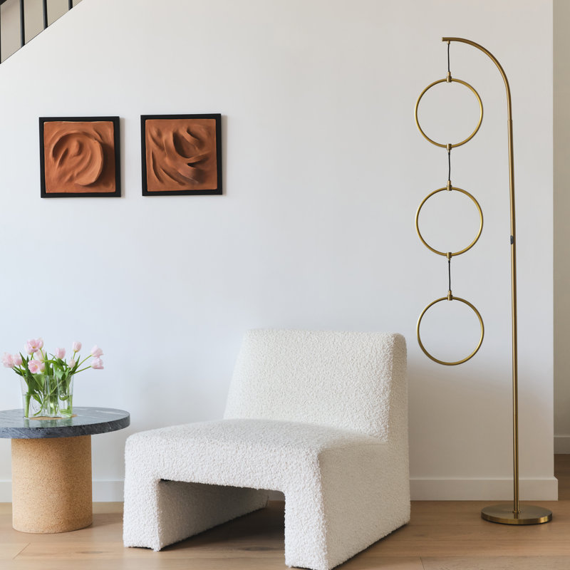 Brass Arc LED Floor Lamp with 3-Way Touch Switch
