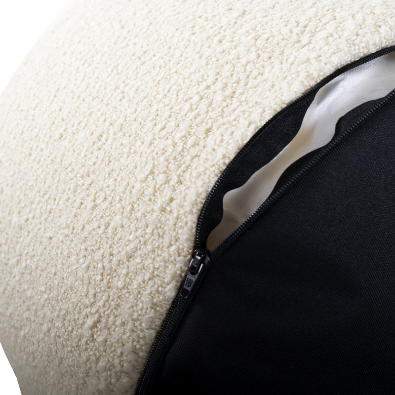 Upholstered Pouf, Barbet Natural Polyester, 12" H x 22" W x 22" D 