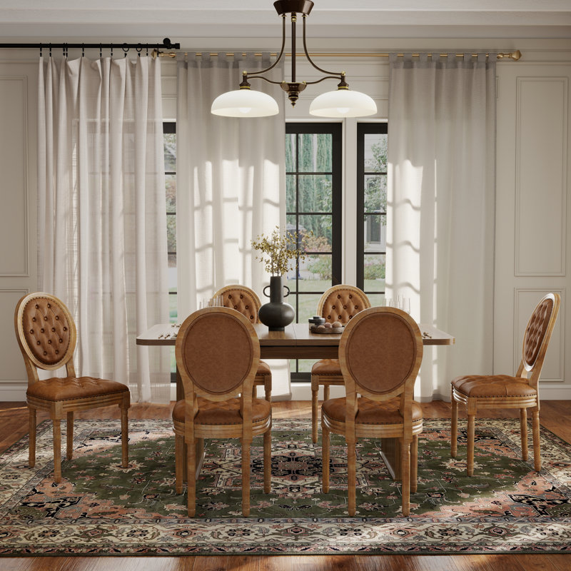 Ensemble de salle à manger Mid-Century, Table, 6 chaises, Orange