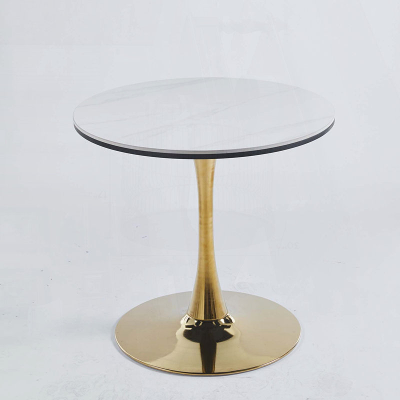 Table basse tulipe dorée et blanche, Blanc
