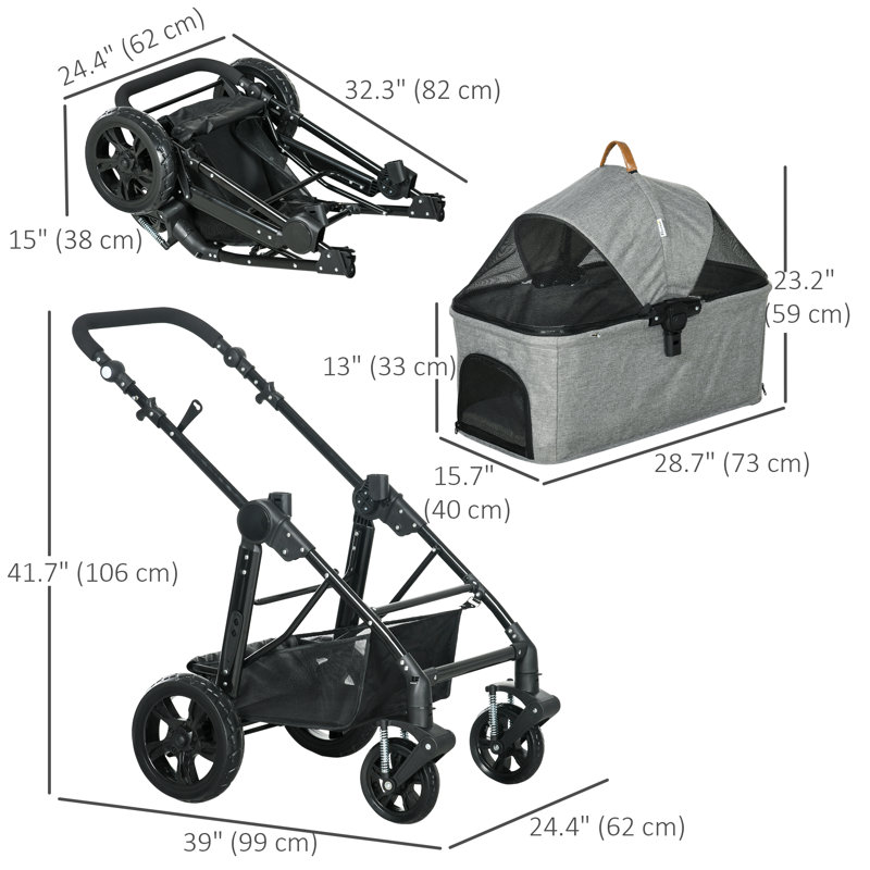 Poussette pliante standard avec support amovible