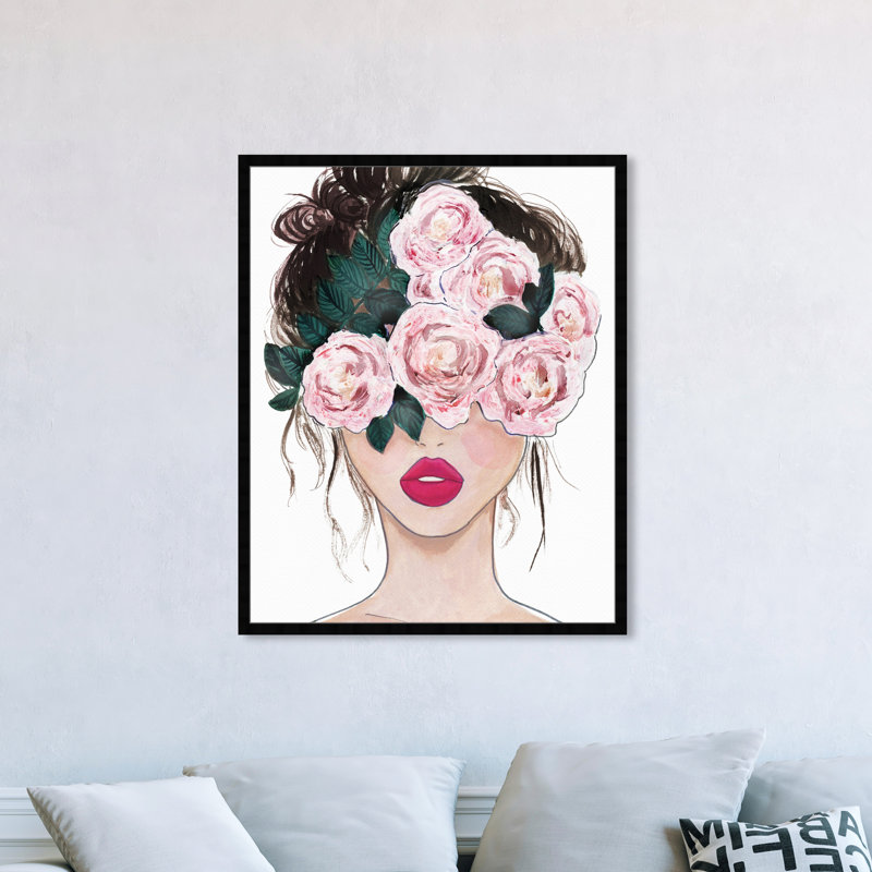 Flower Blind - Shadowbox, peinture sur papier, Cadre noir, H 47 po x l 38 po