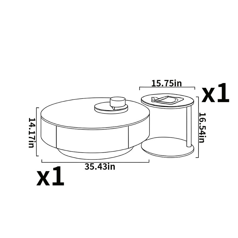 Light luxury minimalist style coffee table, 14.17" H x 35.43" L x 35.43" W