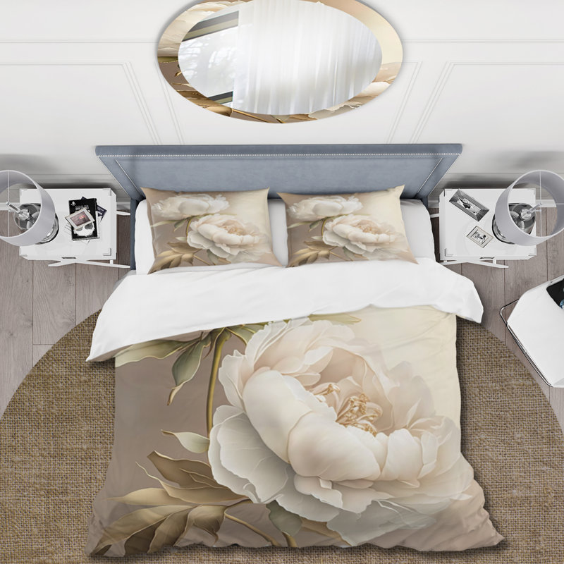 Ensemble de housse de couette en microfibre / polyester Peony Flower II Bedding