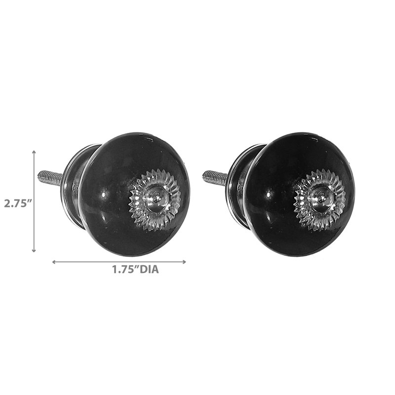 Ensemble de 2 boutons décoratifs lisses, Noir, noir, noir, noir