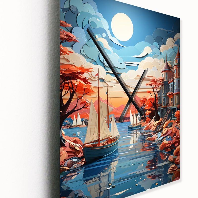 Jerilou - Horloge murale nautique et de plage surdimensionnée, Grand