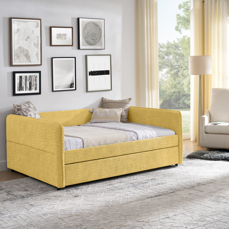 Canapé-lit capitonné Daybed, Jaune, Double