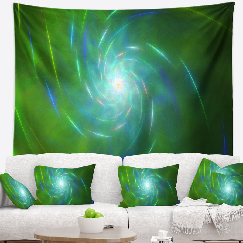 Tapisserie de conception abstract green fractal tourbillon, H 50 po x l 60 po