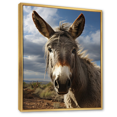 «Gray Donkey Portrait Vibrant» - reproduction sur toile d'animaux