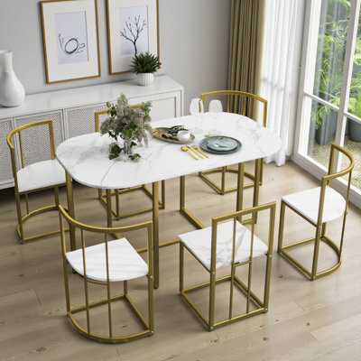 Ensemble de table de salle à manger 55 pièces 7 pièces 55 po