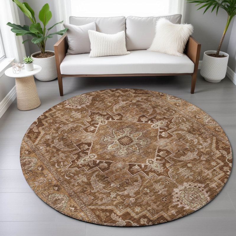 Tapis intérieur / extérieur lavable à la machine Arline ACN2165 Global, Rond 8 pi