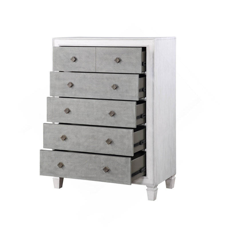 Commode Katia gris rustique et blanc vieilli