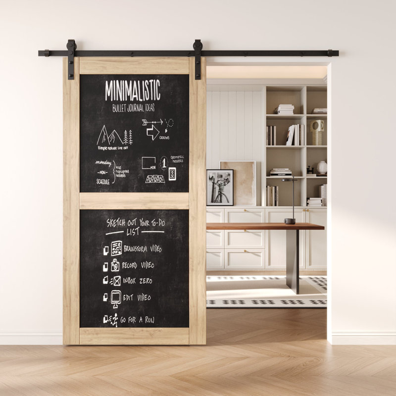 Porte de grange coulissante en bois massif non assemblé 26 x 80 2 panneaux, 26 po x 80 po