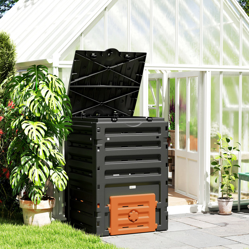 Bac à compost 120 gallons, grand composteur avec 80 évents, Orange