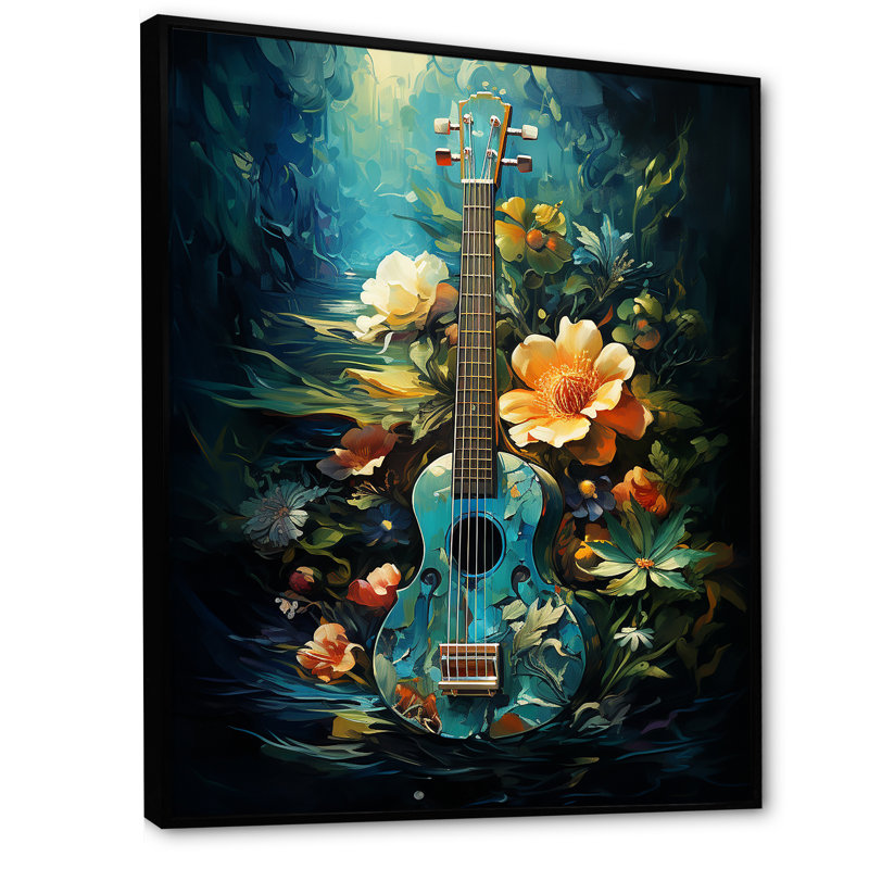 «Tropical Guitare Music Euphonic I», reproduction d'art sur toile, Cadre flottant noir, H 20 po x l 12 po