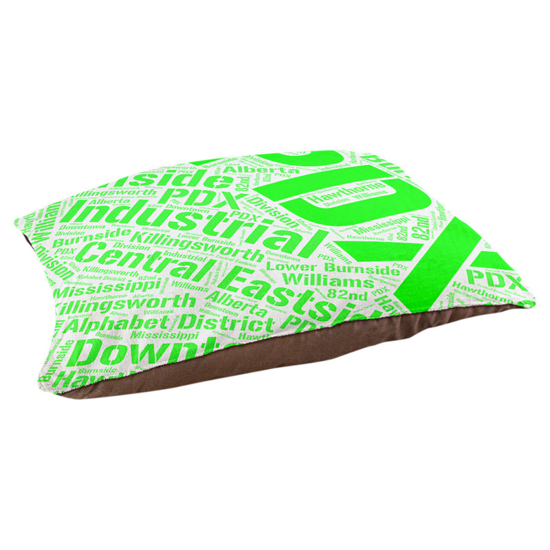 Coussin de chien « districts », Portland, Moyen (H 9,5 po x l 28 po x P 18 po), Vert