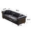 Canapé de bureau Chesterfield capitonné de 85,5 pouces, canapé de réception 3 places en similicuir noir avec coussins à ressorts ensachés-1885911486-1885911487