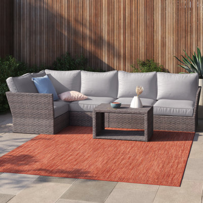 Annia Wicker Fully Assembled 4 - Person Seating Group with Cushions