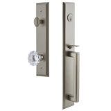 Fifth Avenue Handleset with Single Cylinder Deadbolt and Fontainebleau Door Knob and Rosette