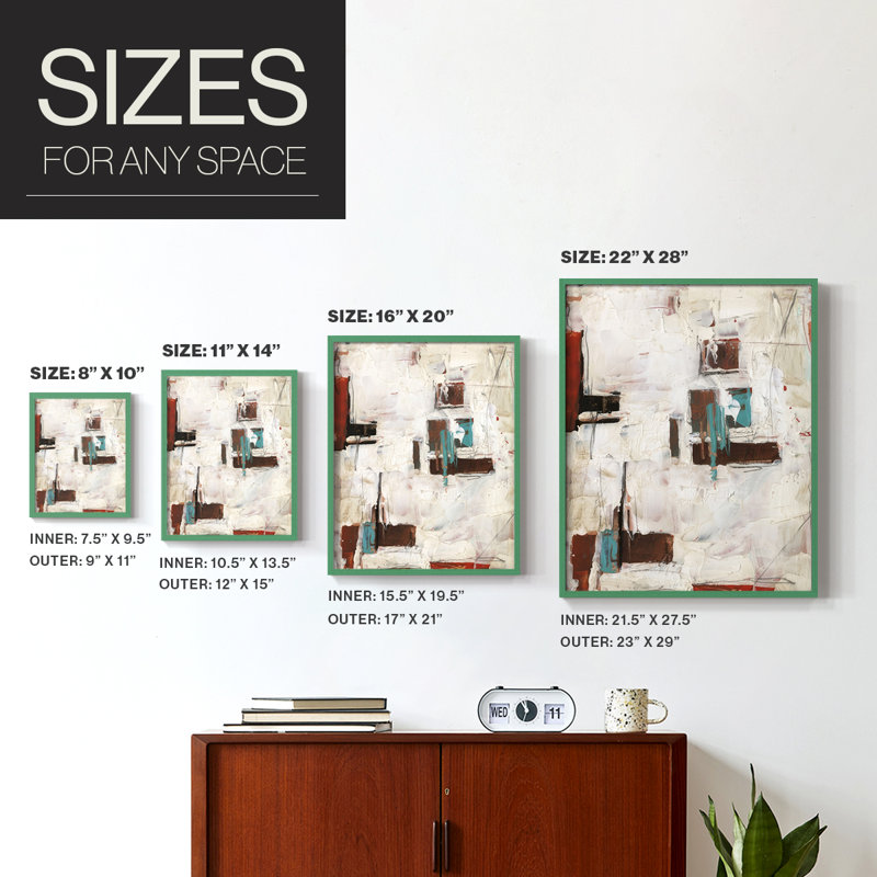 City Blocks I, reproduction encadrée - bois massif, H 15 po x l 12 po, Vert