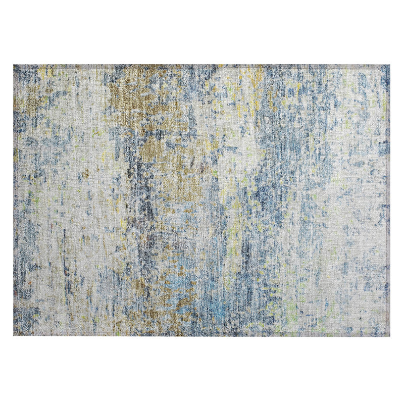 Machine Washable Indoor/Outdoor Chantille ACN1129 Blue Rug, Rectangle 1'8" x 2'6"